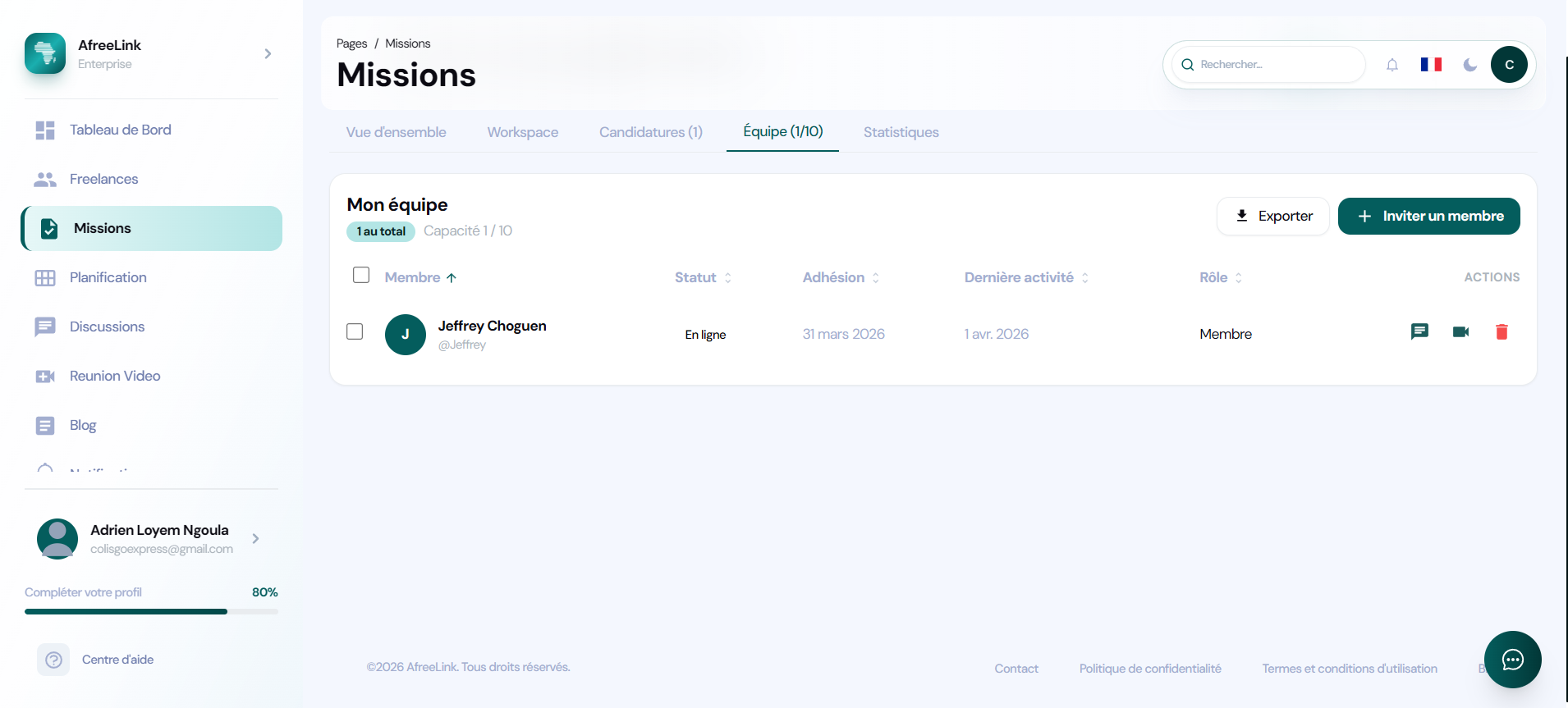 Freelance Dashboard - Collaboration en équipe